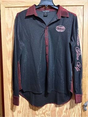 Cowgirl Tuff Black Shirt with Burgundy Accents